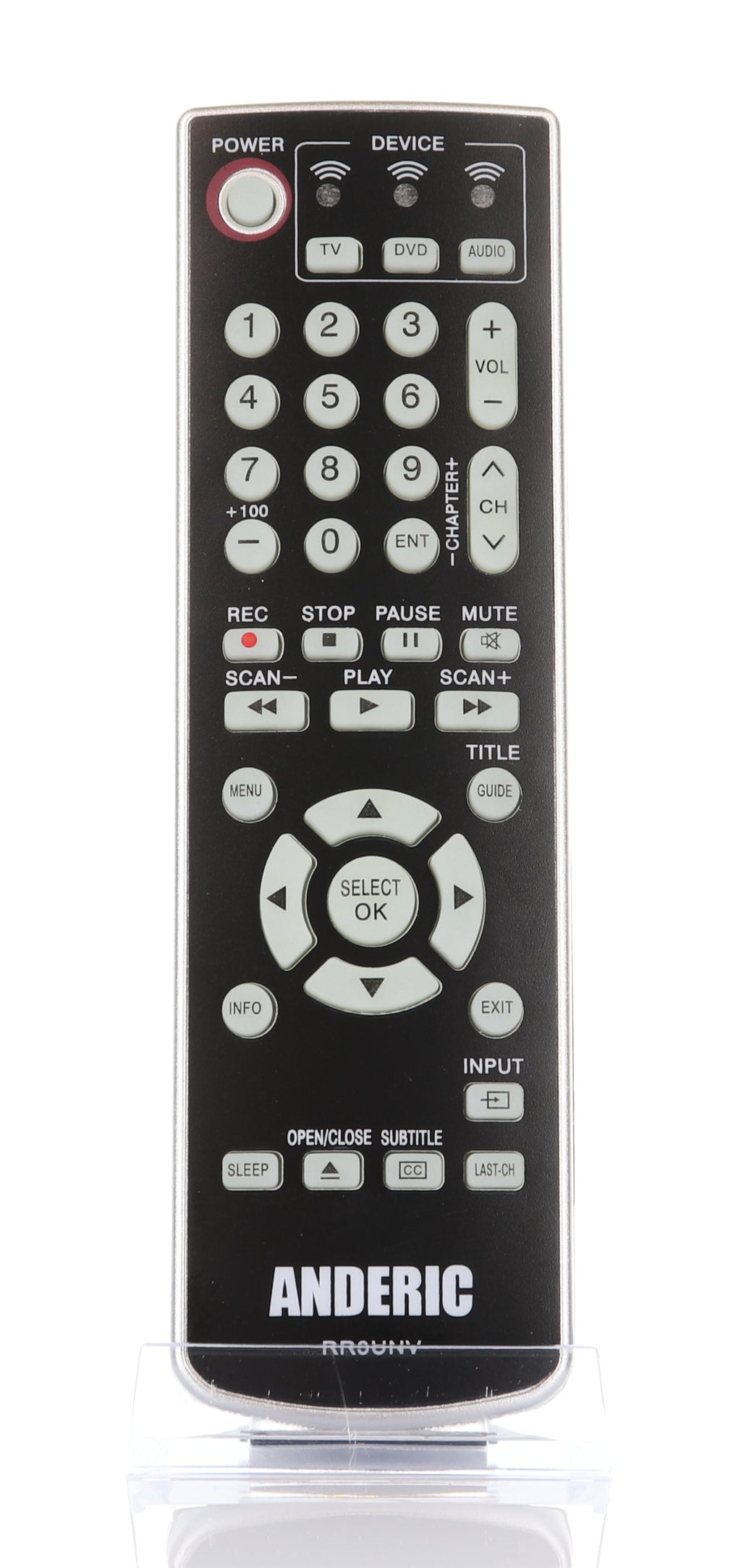 Anderic RR3UNV 3-Device Universal Remote Control for TV/DVD/VCR/Cable/Sat/Audio with Learning