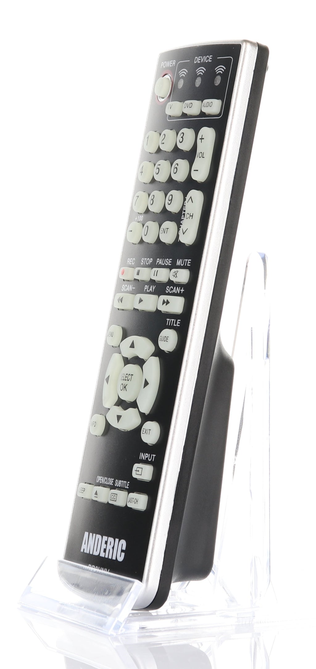 Anderic RR3UNV 3-Device Universal Remote Control for TV/DVD/VCR/Cable/Sat/Audio with Learning