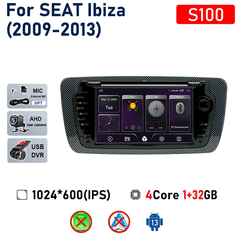 7" Touchscreen Car Stereo Head Unit For Seat Ibiza 6j 2009 - 2013 Multimedia Player GPS Navigation Carplay Android Auto Radio